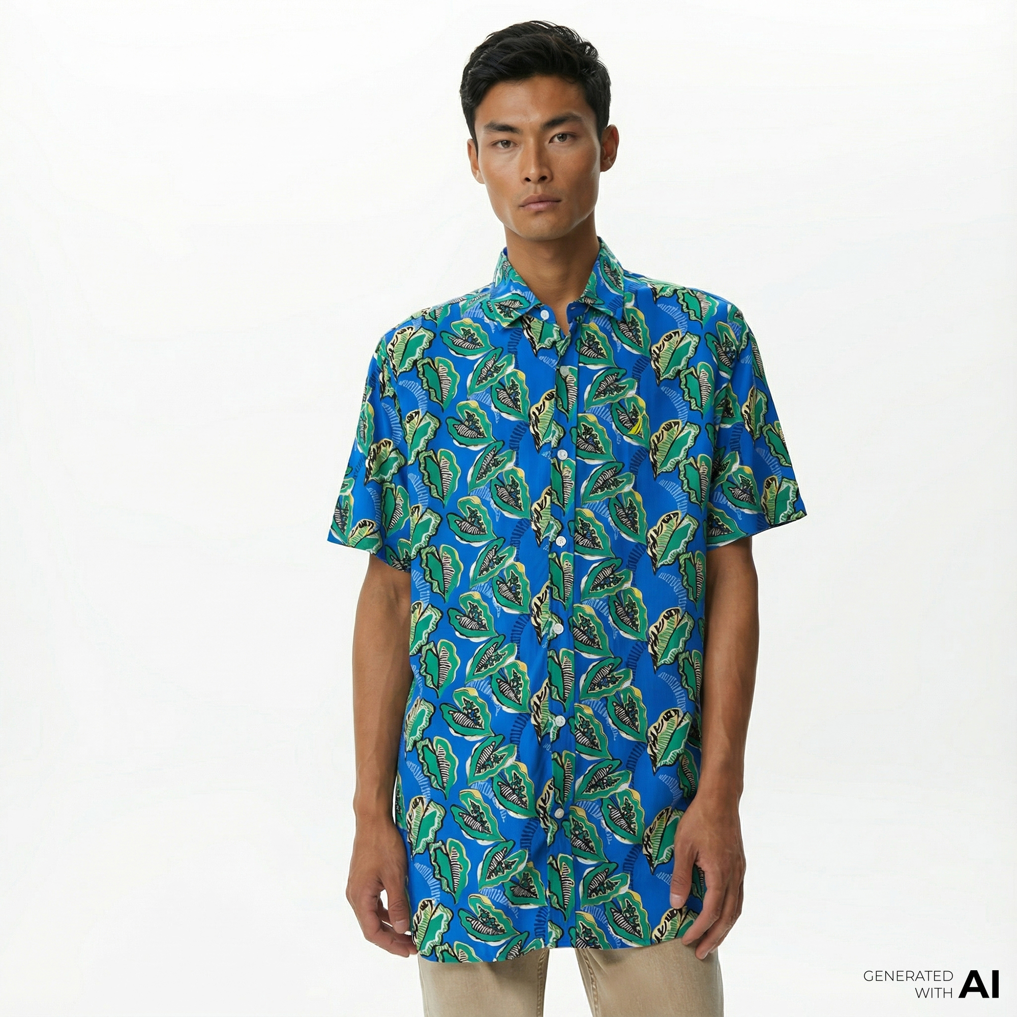  Nautica Erkek Mavi Classic Fit Kısa Kollu Gömlek