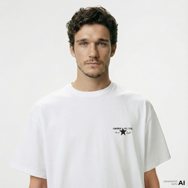 Converse Erkek Grafik Baskılı Beyaz T-Shirt