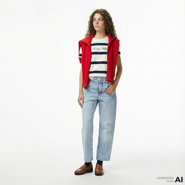  Tommy Hilfiger Layla High Rise Slim Kadın Straight Mavi Jean Pantolon