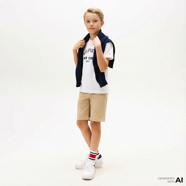  Tommy Hilfiger Curved Graphic Çocuk Beyaz T-Shirt