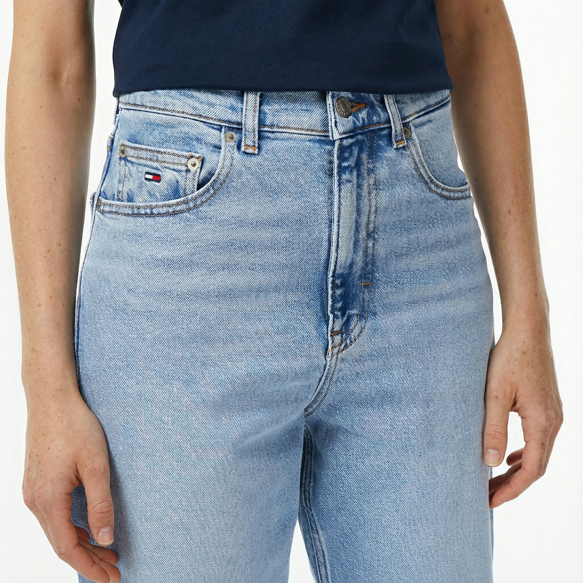 Tommy Hilfiger Mom Kadın Tapered Mavi Jean Pantolon