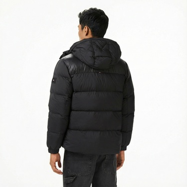  Tommy Hilfiger Mix Down Erkek Siyah Puffer Mont