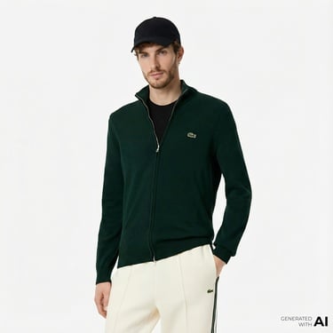  Lacoste Erkek Regular Fit Fermuarlı Yeşil Hırka