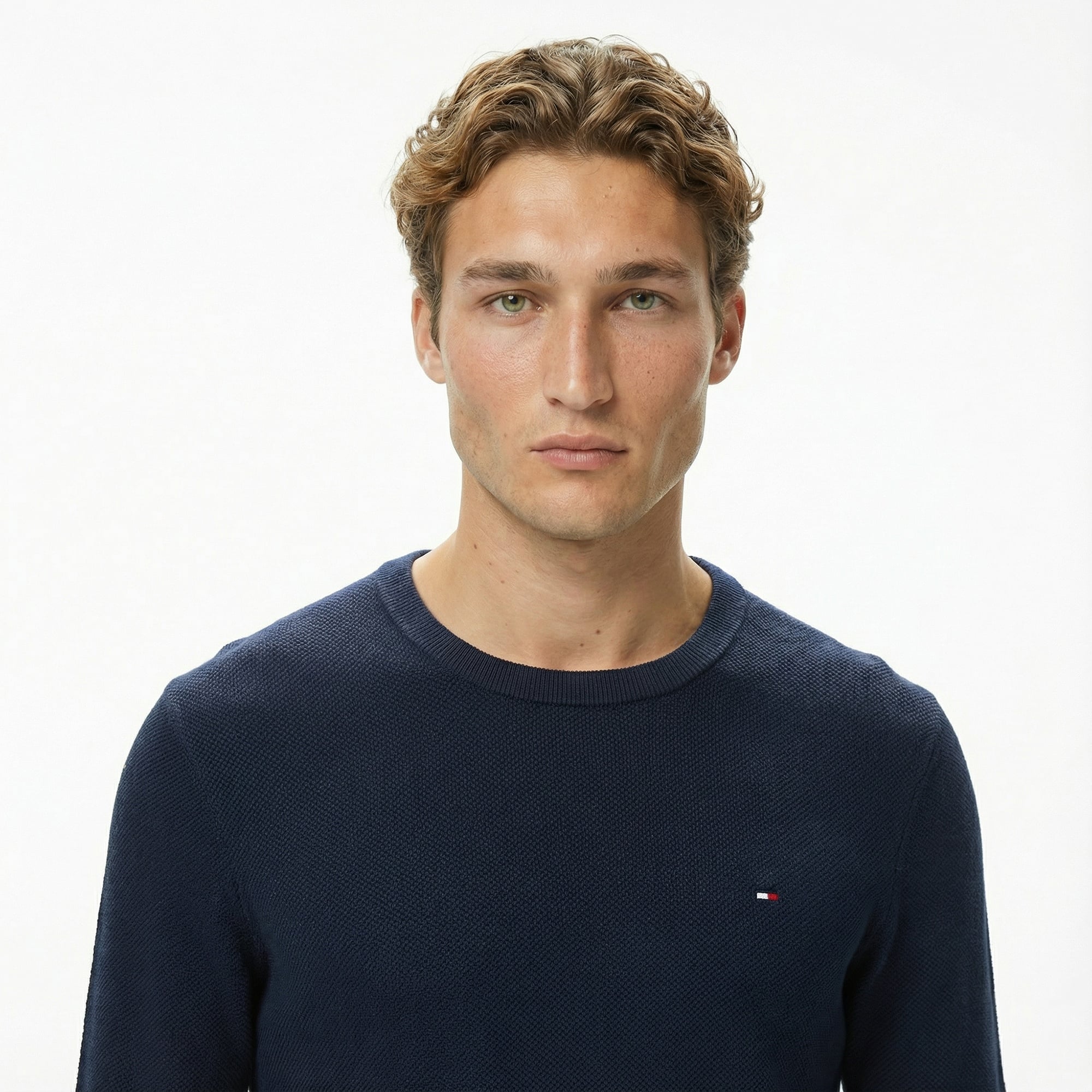 Tommy Hilfiger Essential Structure Yuvarlak Yaka Erkek Lacivert Kazak