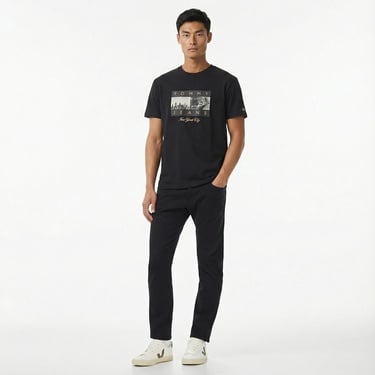  Tommy Jeans Regular Photo Flag Erkek Siyah T-Shirt