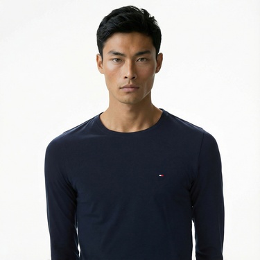  Tommy Hilfiger Stretch Slim Fit Erkek Lacivert Sweatshirt