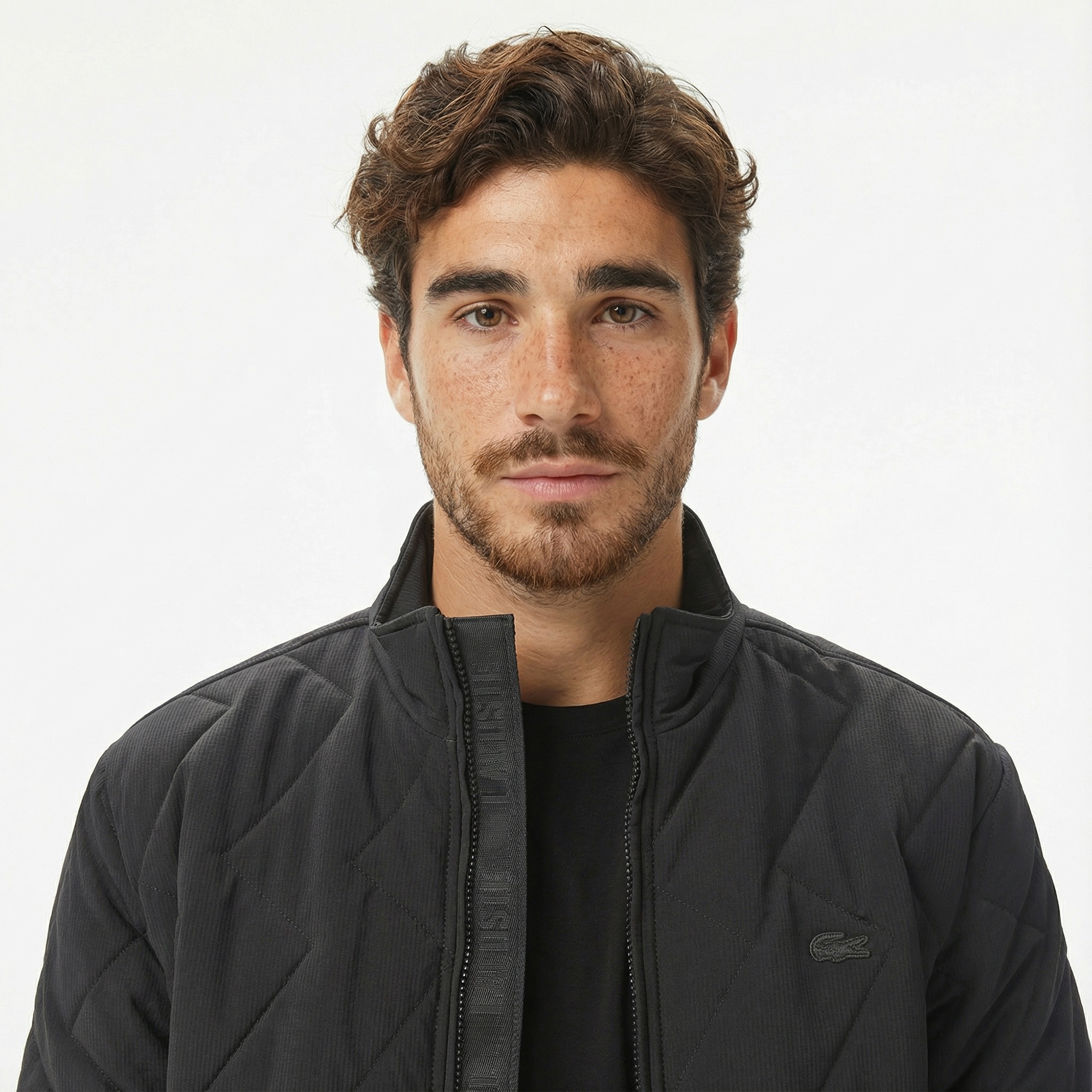 Lacoste Erkek Dik Yaka Kapitone Siyah Mont