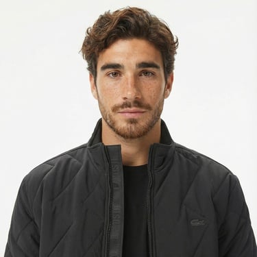  Lacoste Erkek Dik Yaka Kapitone Siyah Mont