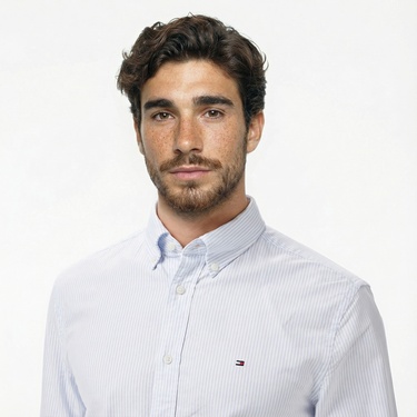  Tommy Hilfiger Heritage Oxford Stripe Erkek Mavi Gömlek