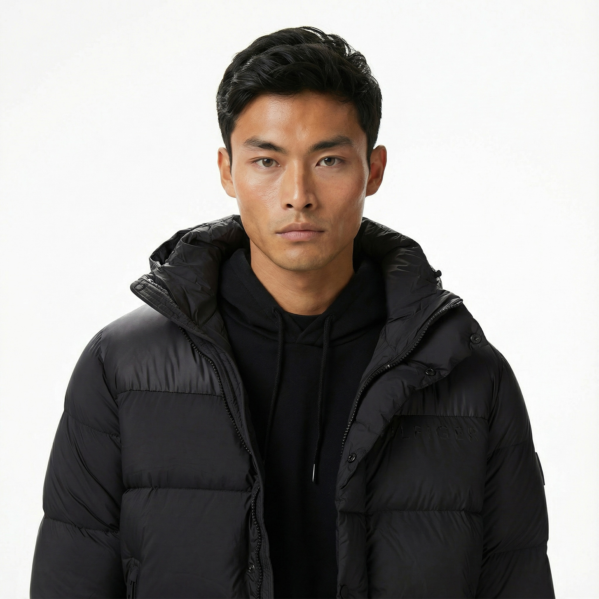 Tommy Hilfiger Mix Down Erkek Siyah Puffer Mont