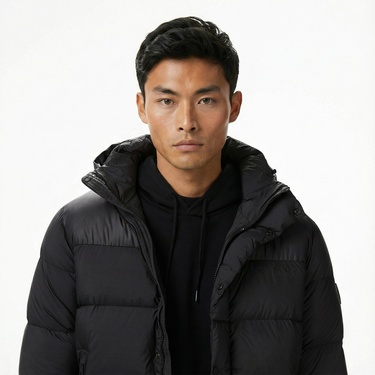 Tommy Hilfiger Mix Down Erkek Siyah Puffer Mont