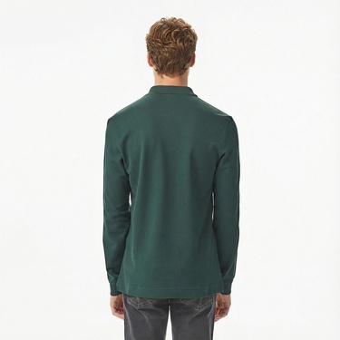  Lacoste Erkek Regular Fit Uzun Kollu Koyu Yeşil Polo