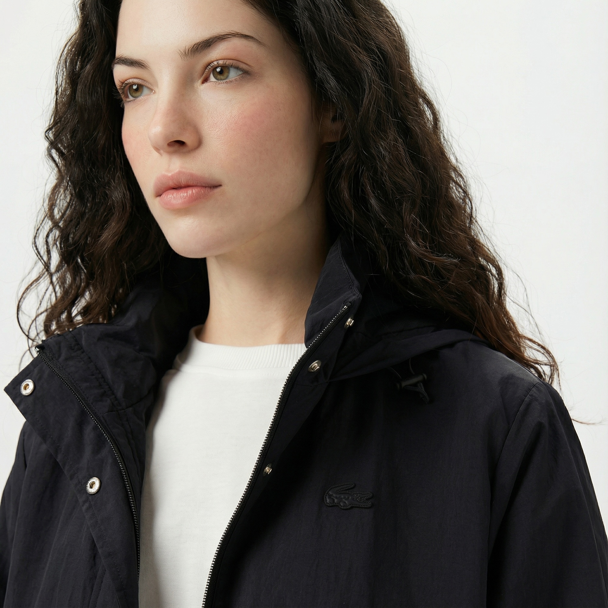 Lacoste Kadın Kapüşonlu Siyah Mont