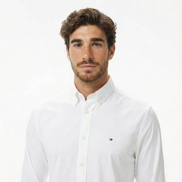  Tommy Hilfiger Performance Twill Erkek Beyaz Gömlek