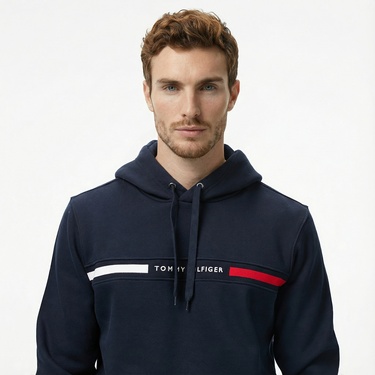  Tommy Hilfiger Chest Insert Erkek Lacivert Hoodie