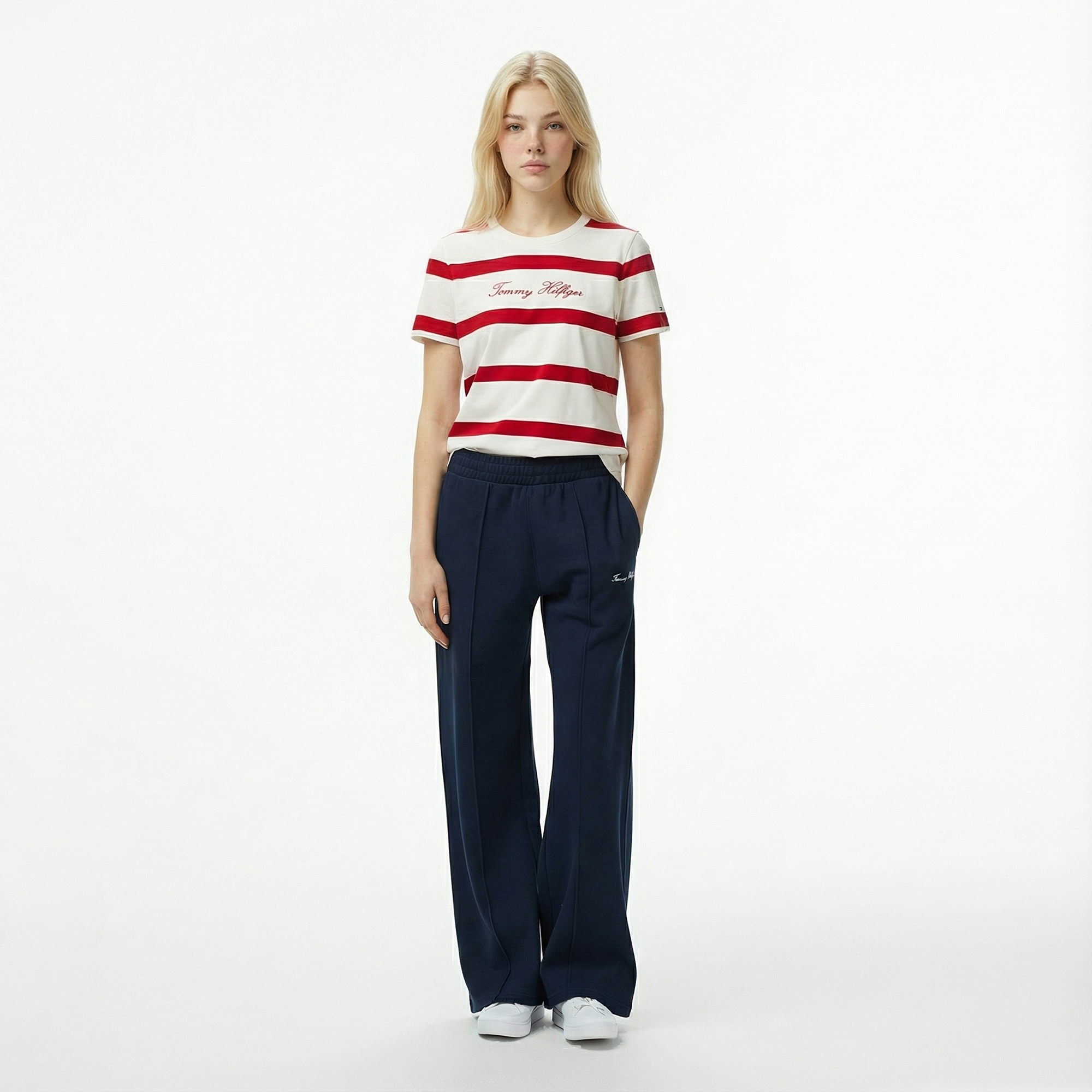 Tommy Hilfiger Script Regular Kadın Beyaz T-Shirt