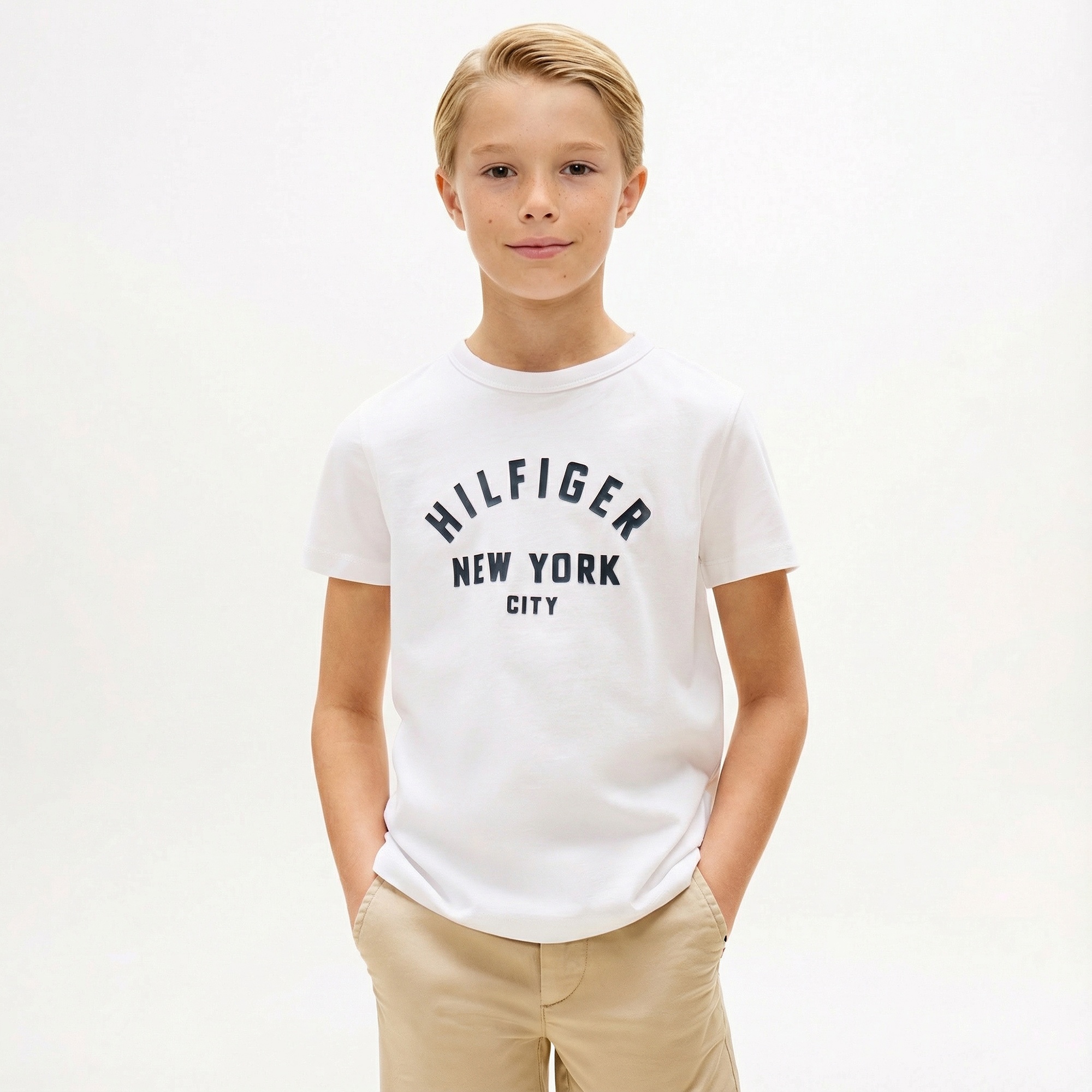 Tommy Hilfiger Curved Graphic Çocuk Beyaz T-Shirt