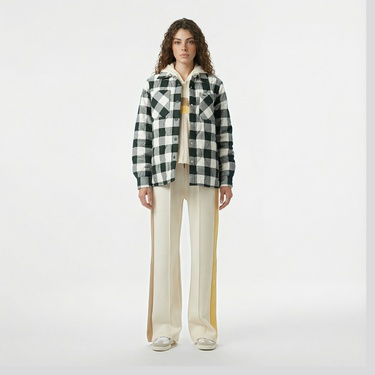  Lacoste Kadın Ekose Koyu Yeşil Gömlek