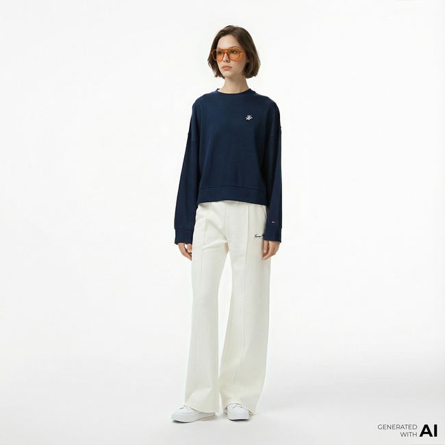  Tommy Hilfiger Script Straight Pique Kadın Beyaz Eşofman Altı