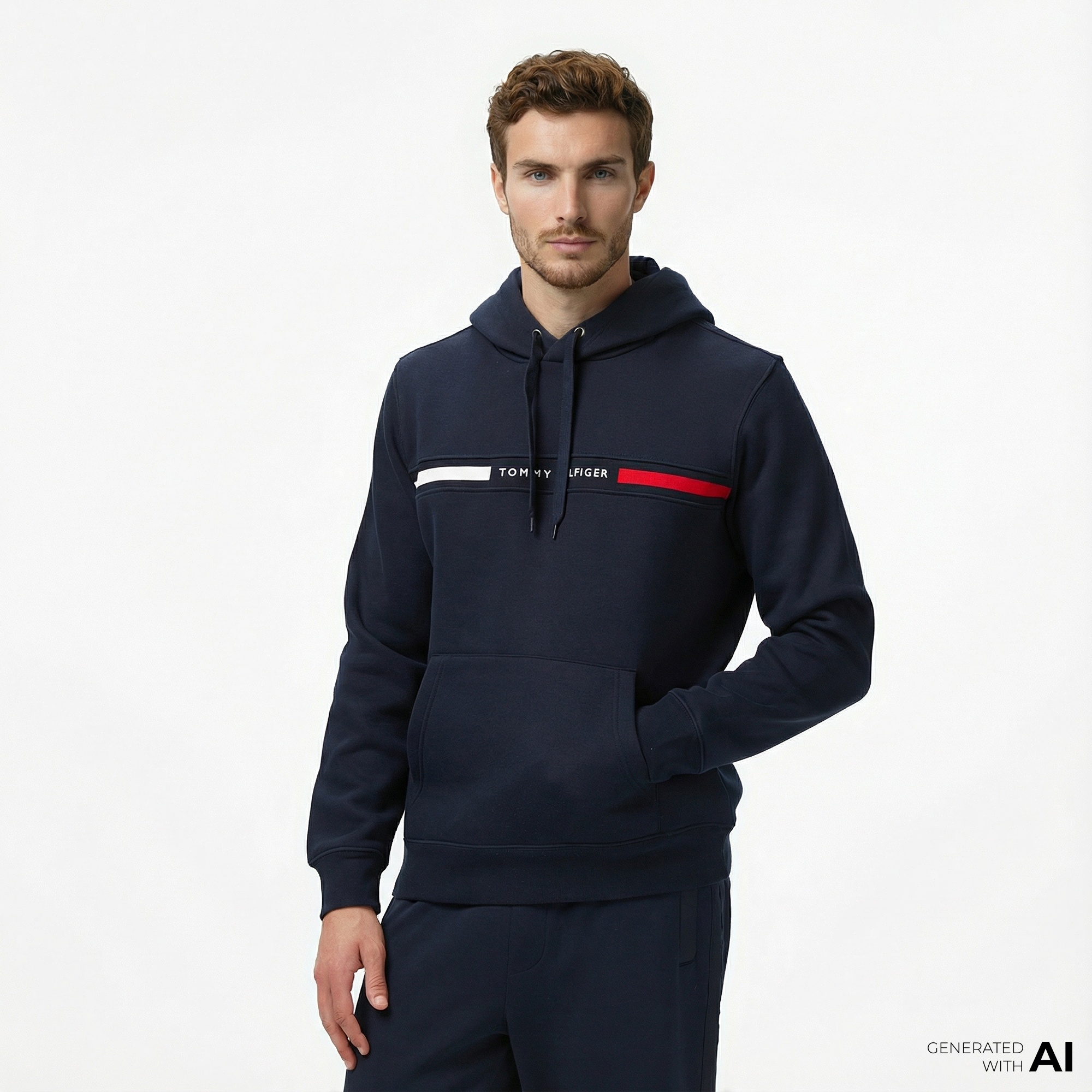 Tommy Hilfiger Chest Insert Erkek Lacivert Hoodie