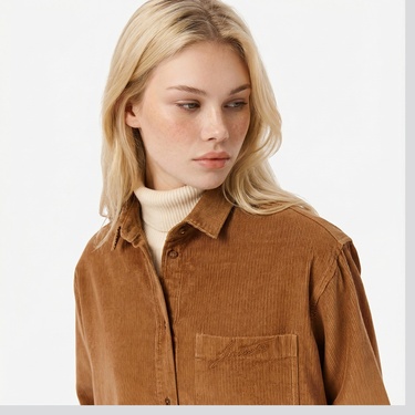  Lacoste Kadın Oversize Fit Kahverengi Gömlek