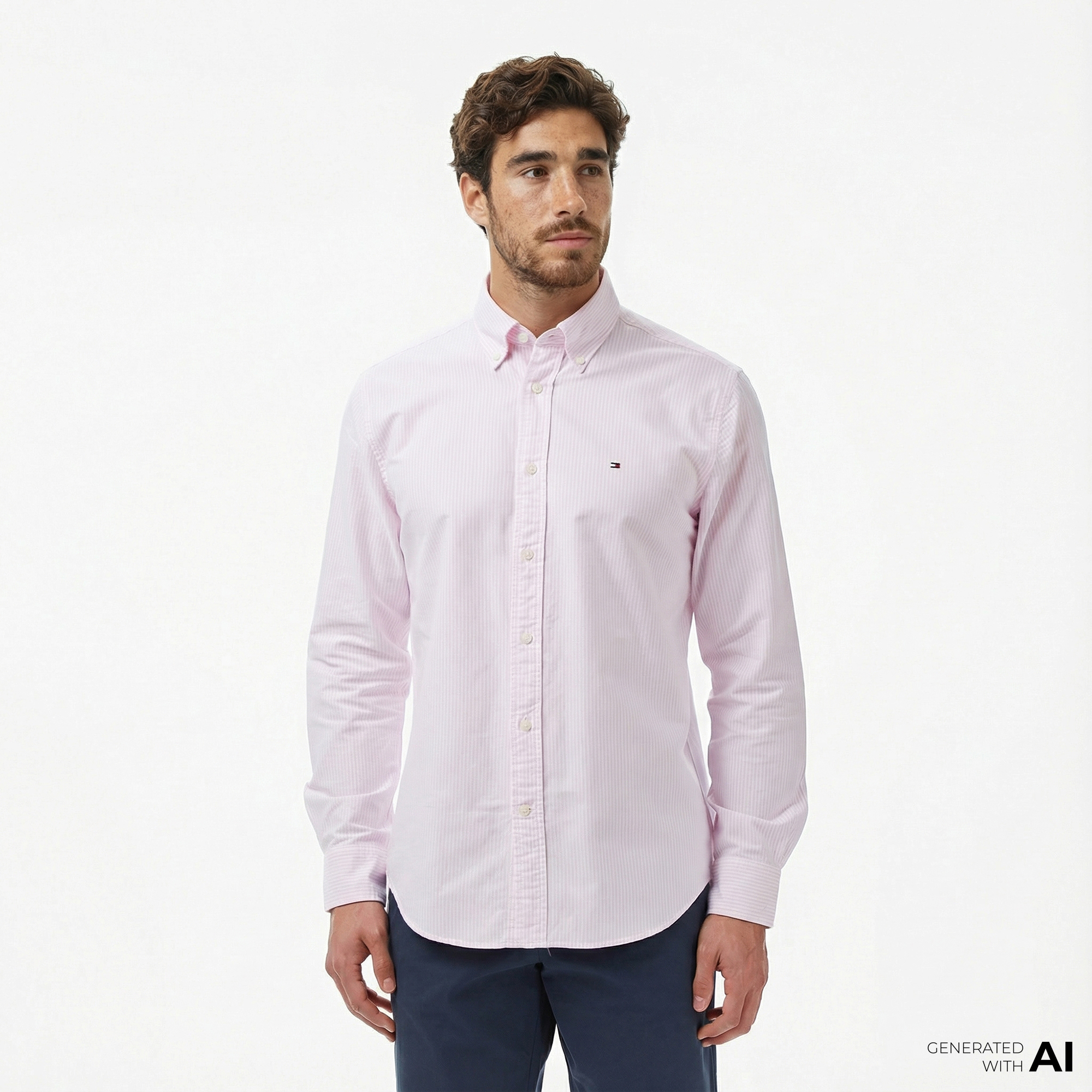  Tommy Hilfiger Heritage Oxford Stripe Erkek Pembe Gömlek