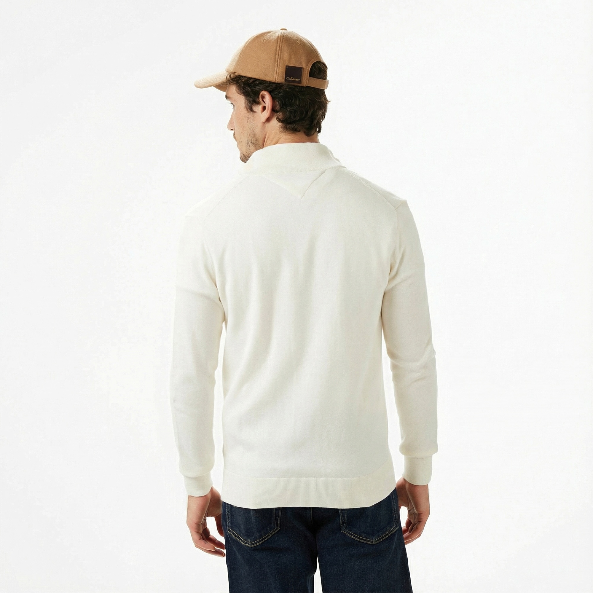 Tommy Hilfiger Essential Zip Erkek Triko Krem Hırka