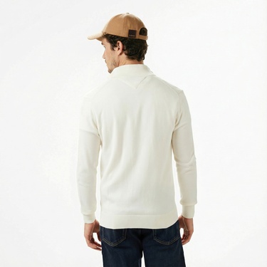  Tommy Hilfiger Essential Zip Erkek Triko Krem Hırka