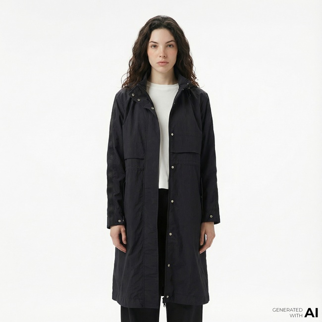  Lacoste Kadın Kapüşonlu Siyah Mont