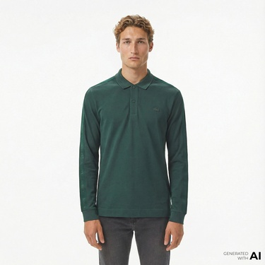  Lacoste Erkek Regular Fit Uzun Kollu Koyu Yeşil Polo