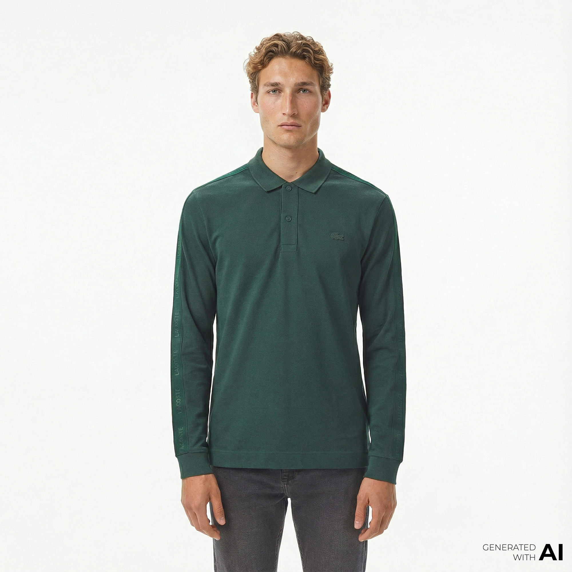  Lacoste Erkek Regular Fit Uzun Kollu Koyu Yeşil Polo