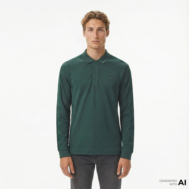  Lacoste Erkek Regular Fit Uzun Kollu Koyu Yeşil Polo