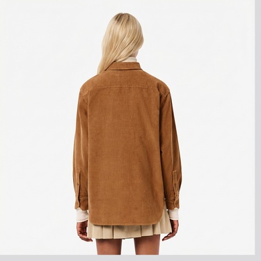  Lacoste Kadın Oversize Fit Kahverengi Gömlek
