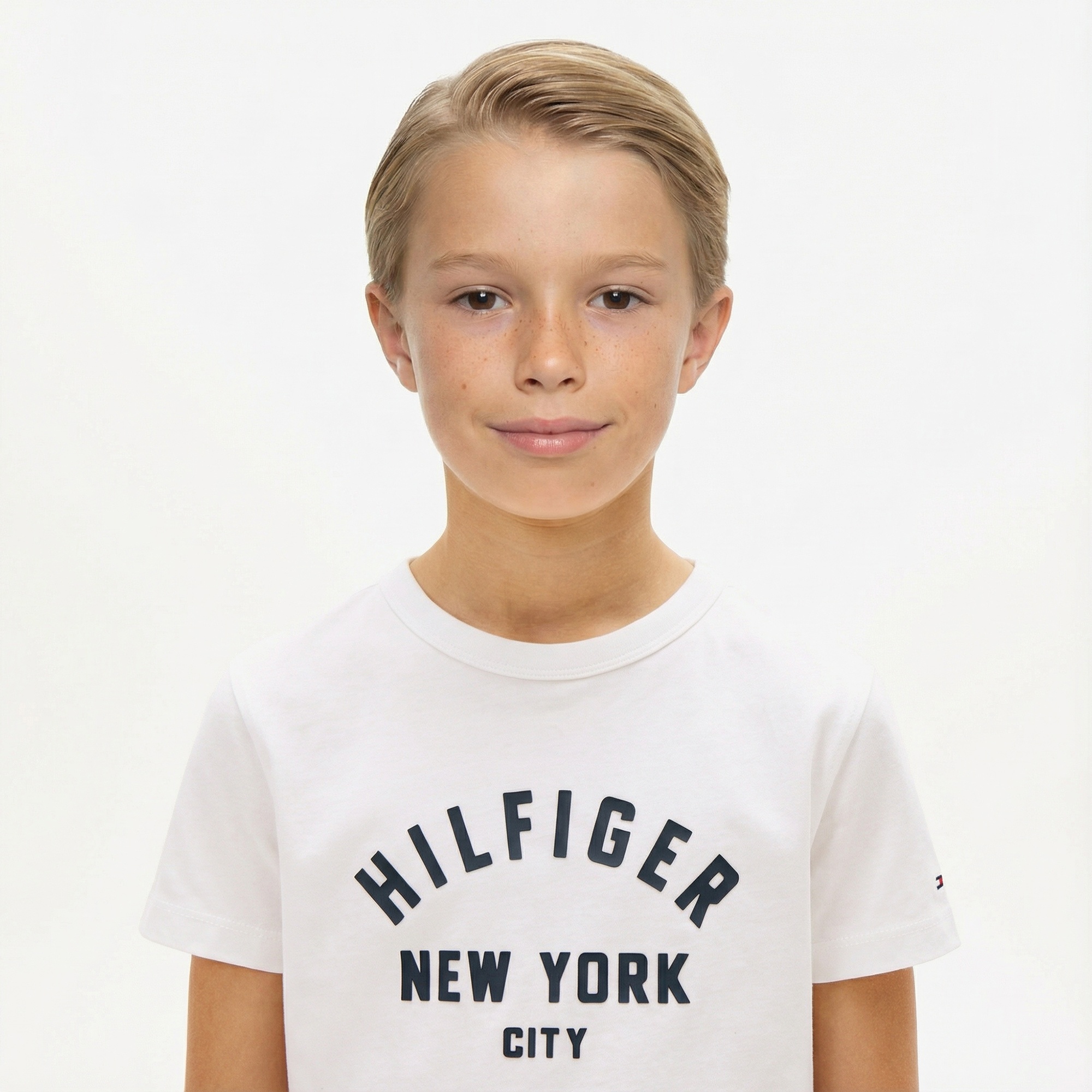 Tommy Hilfiger Curved Graphic Çocuk Beyaz T-Shirt