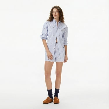  Tommy Hilfiger Embroidered Kadın Mavi Gömlek