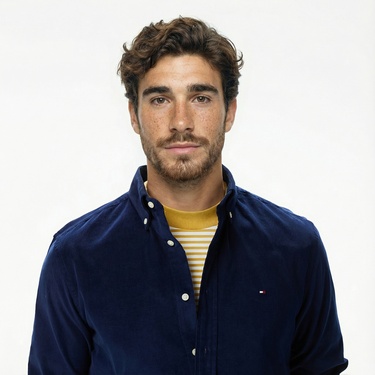  Tommy Hilfiger Solid Corduroy Erkek Mavi Gömlek