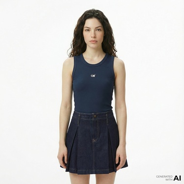  Calvin Klein Modal Tank Essential Kadın Lacivert T-Shirt