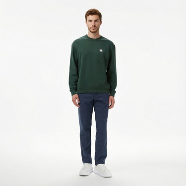  Calvin Klein Terry Badge Erkek Yeşil Sweatshirt