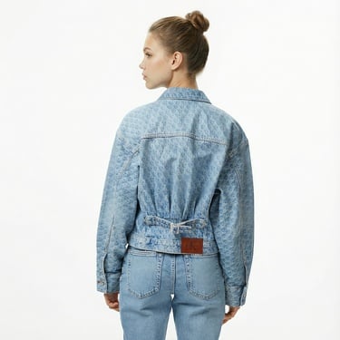  Calvin Klein Cinched Trucker Printed Kadın Mavi Ceket