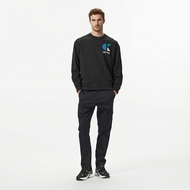  Calvin Klein Terry Bauhaus Logo Erkek Siyah Sweatshirt
