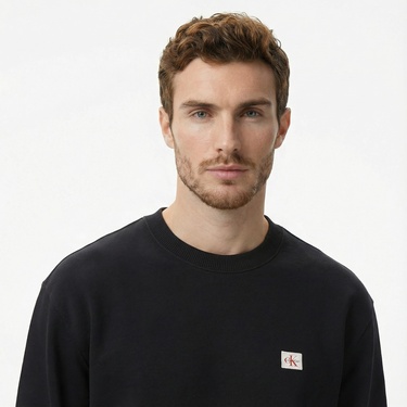  Calvin Klein Terry Badge Erkek Siyah Sweatshirt