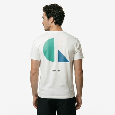  Calvin Klein Bauhaus Logo Graphic Erkek Beyaz T-Shirt