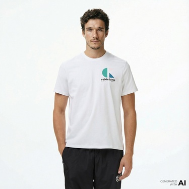  Calvin Klein Bauhaus Logo Graphic Erkek Beyaz T-Shirt