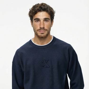  Calvin Klein Embossed Logo Erkek Lacivert Triko