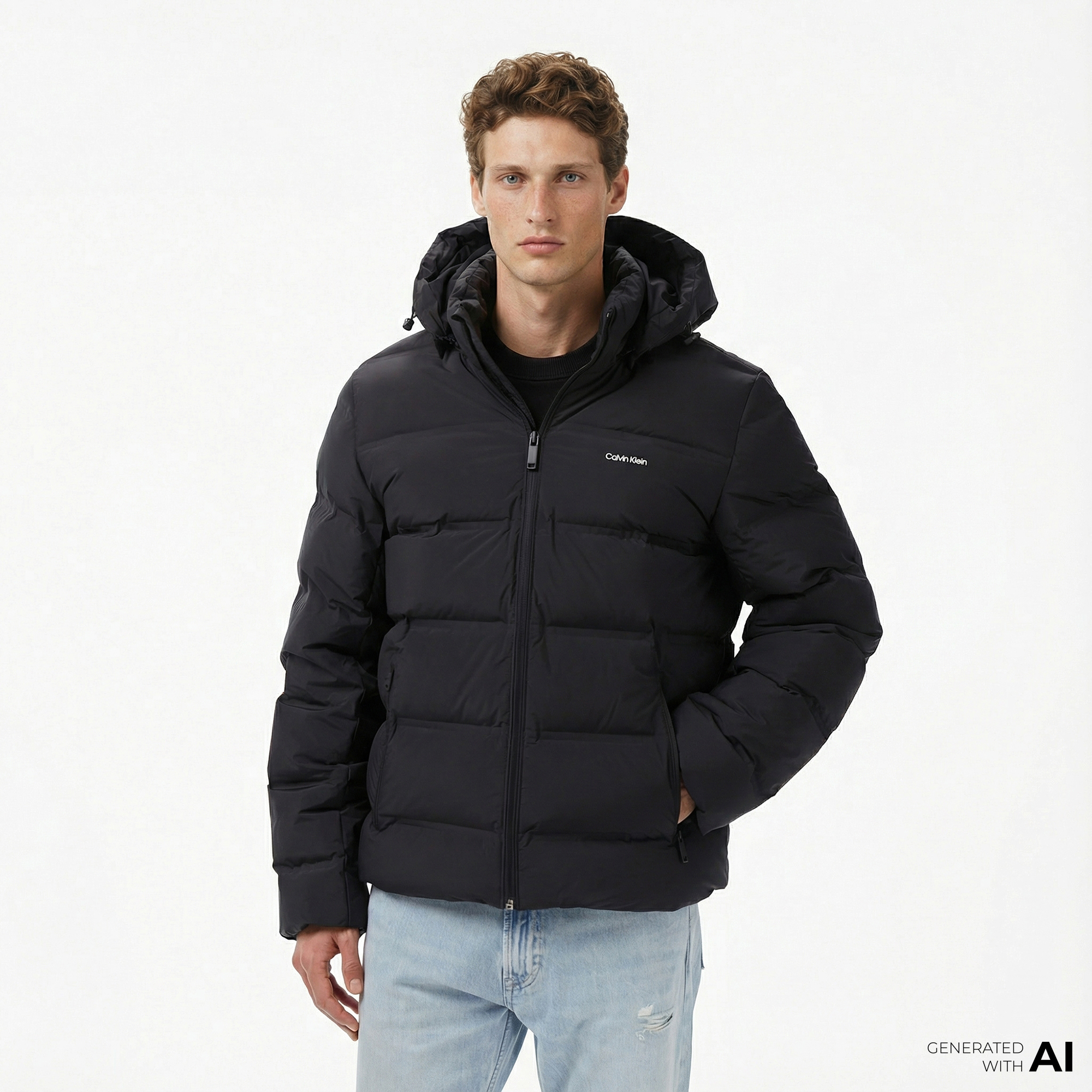  Calvin Klein Quilted Bonded Channel Erkek Siyah Mont