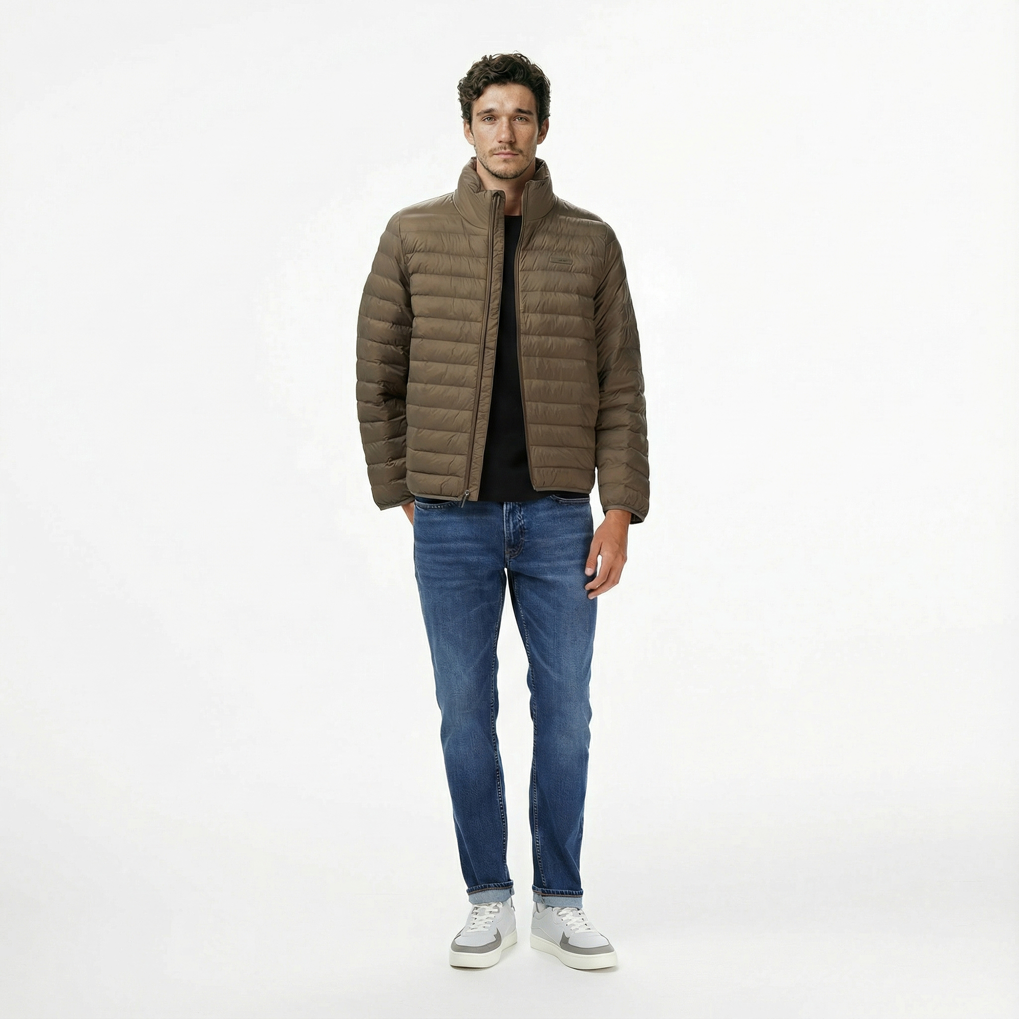  Calvin Klein Nylon Channeled Puffer Erkek Haki Mont