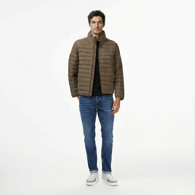  Calvin Klein Nylon Channeled Puffer Erkek Haki Mont