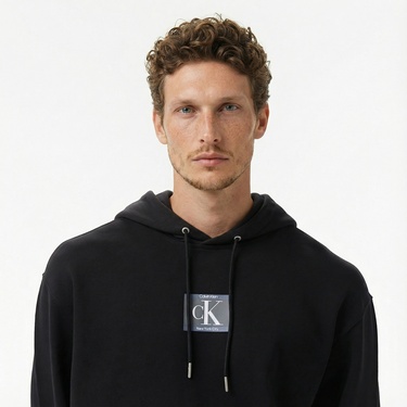  Calvin Klein Terry Box Graphic Erkek Siyah Sweatshirt