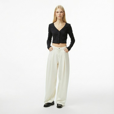  Calvin Klein Woven Label Kadın Siyah Triko