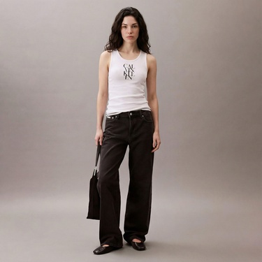  Calvin Klein Solid Tank Kadın Beyaz T-Shirt